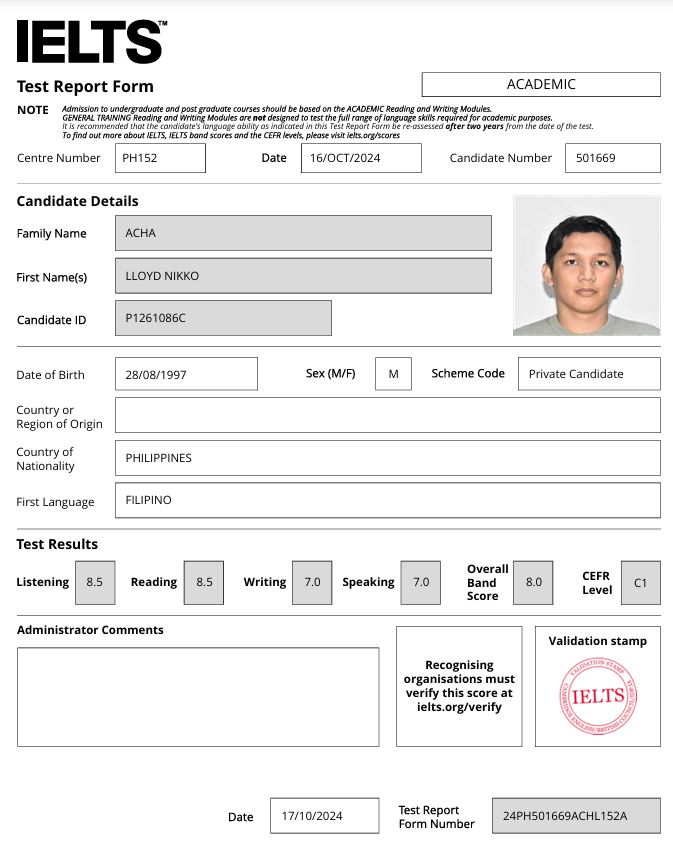 IELTS Certificate